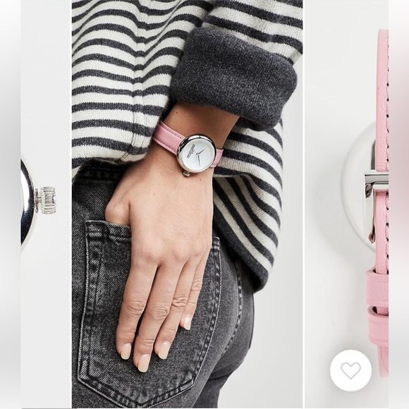 Marc Jacobs The Round Watch 32mm Pink Leather Band Iridescent Watch Face - Picture 4 of 13